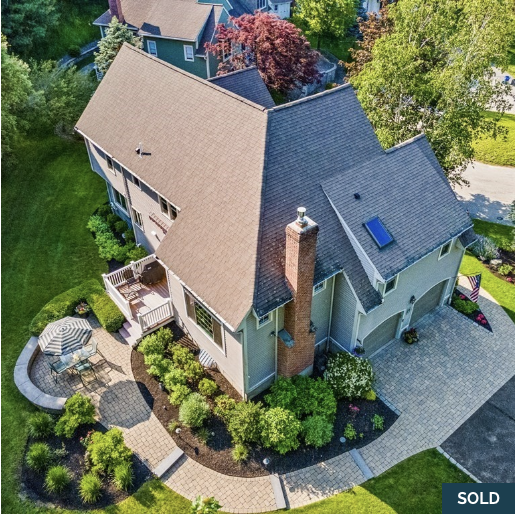 Aerial exterior view of 80 Huckleberry Lane in North Andover, MA