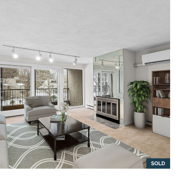 Living room at 18 Mill Pond #18 in North Andover, MA