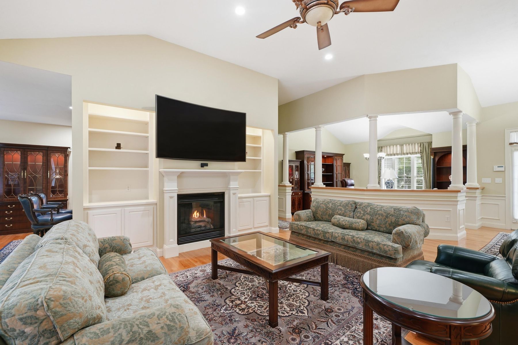 Living room with sofa seating and coffee table