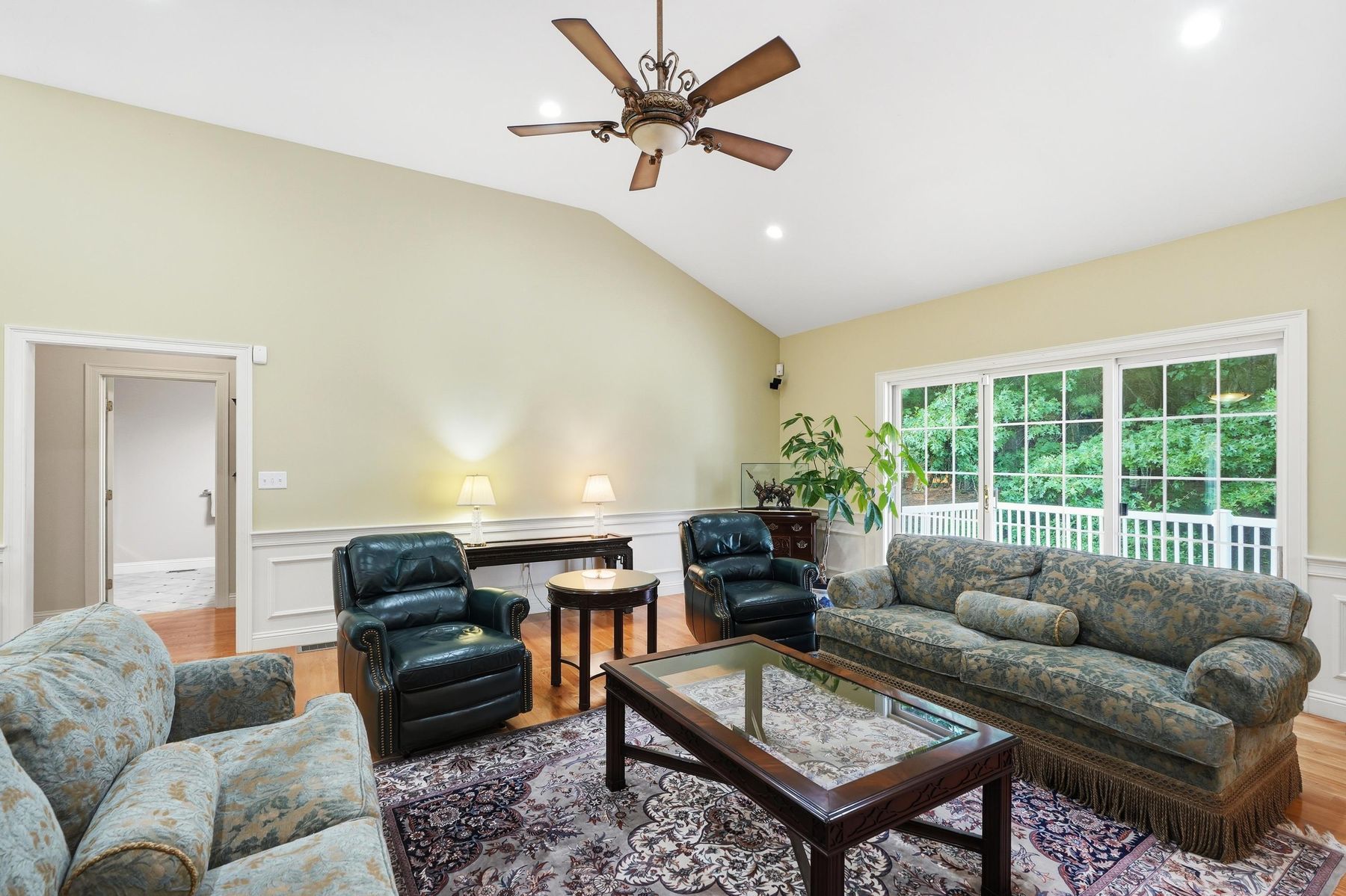 Living room with slider access to the rear deck