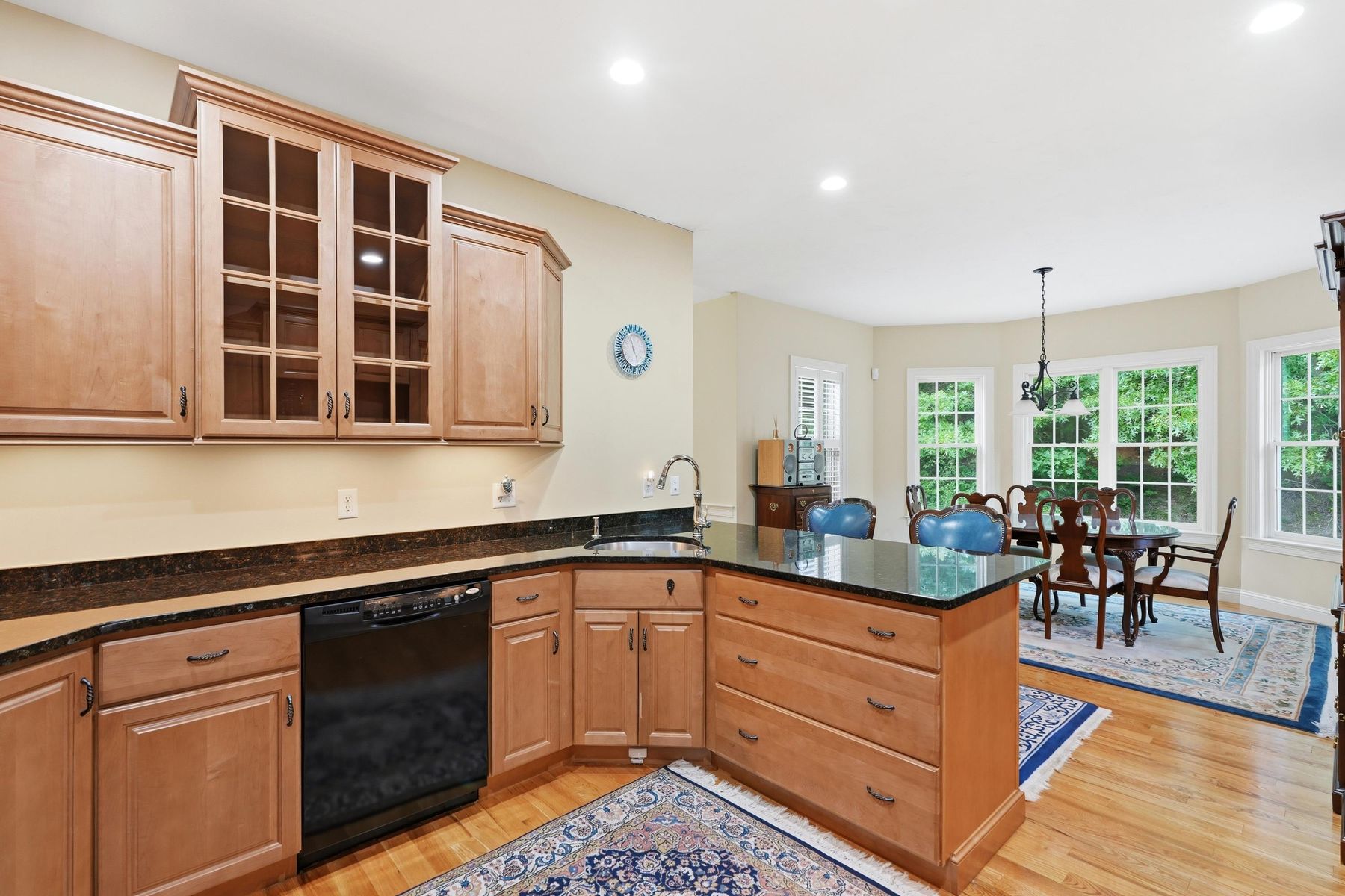 Kitchen open to the dining area with peninsula seating