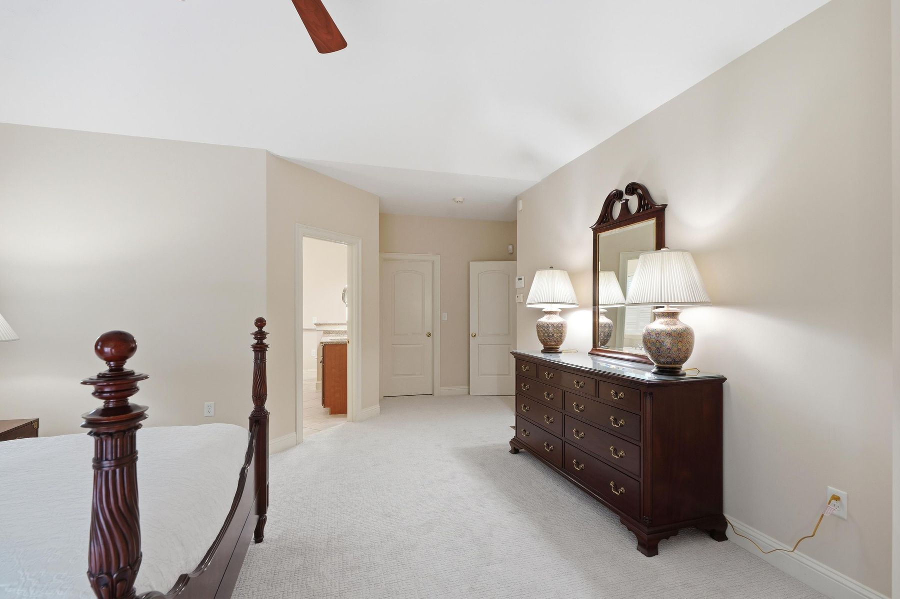 Primary bedroom with walk-in closet entry