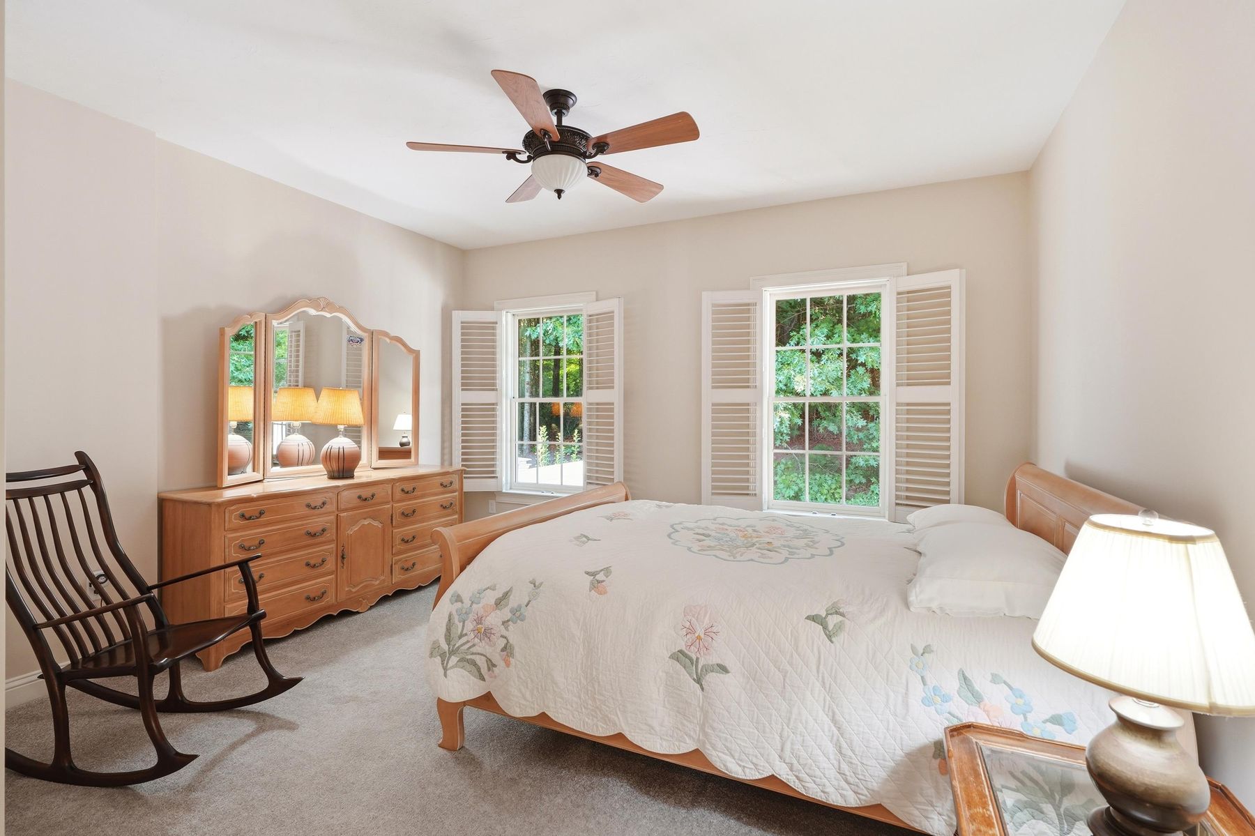 Third bedroom with vaulted ceiling and double windows