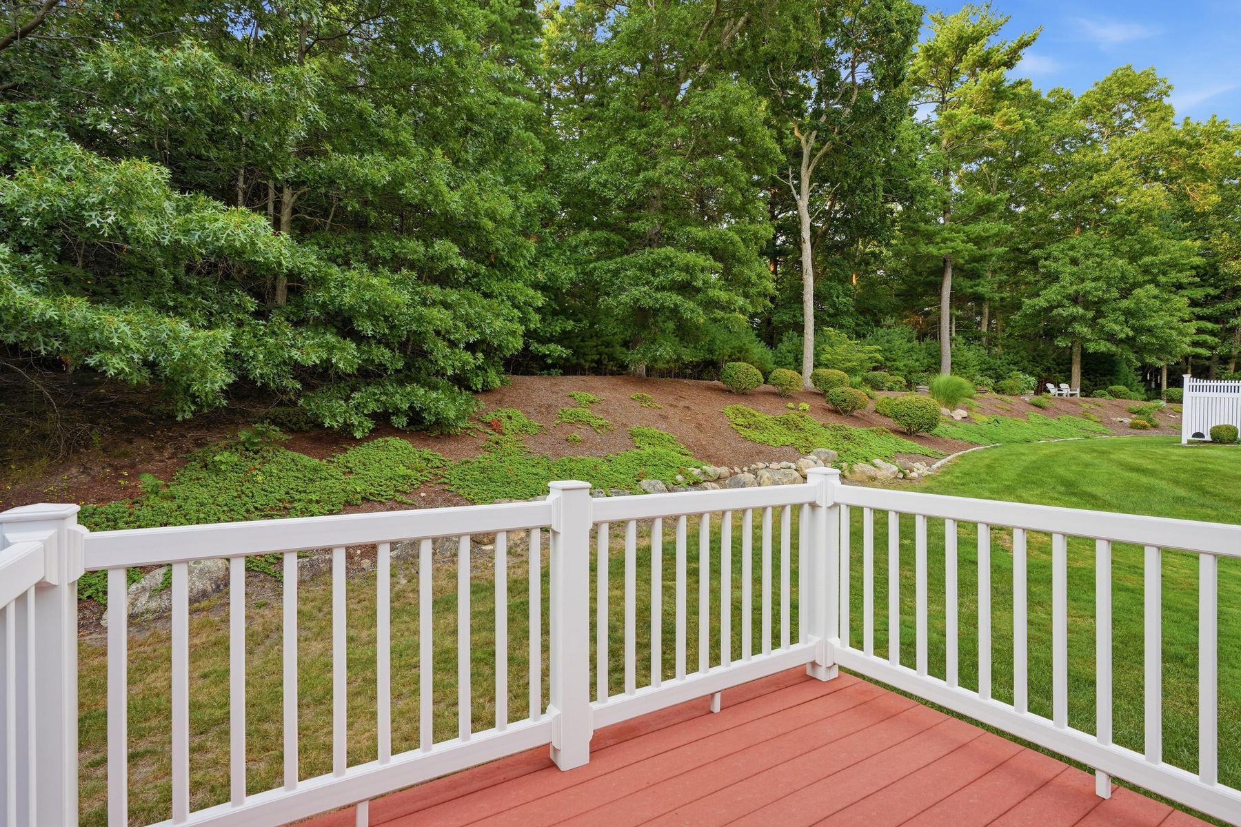 Deck railing and private backyard views