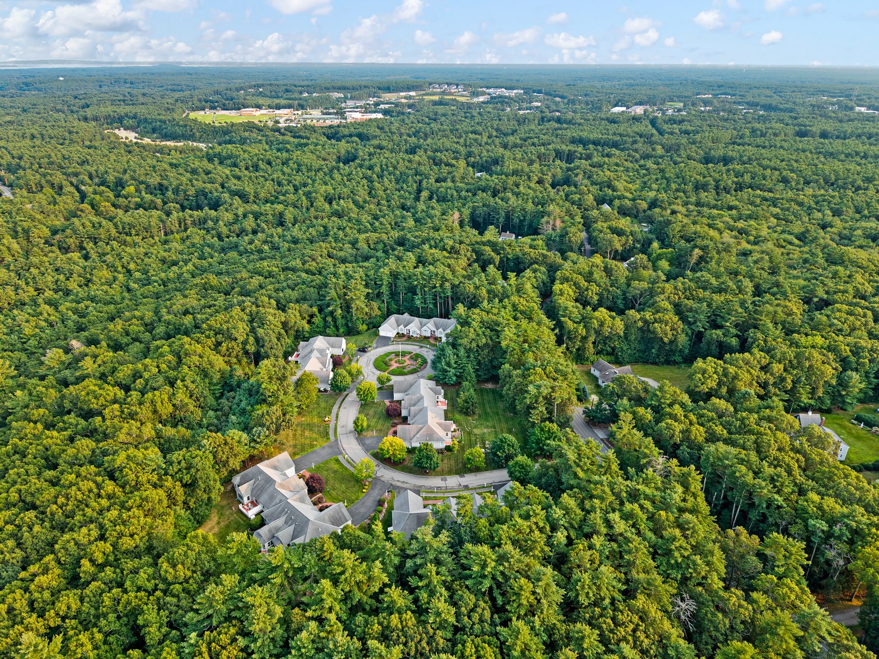 Wide aerial of the over-55 community and conservation land